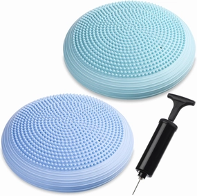 Libima 2 Pcs Wobble Cushion with Inflation Pump Wiggle Seat Flexible Sensory Seating Balance Disc Board for Men Women Physical Exercise Improving Posture Home Office