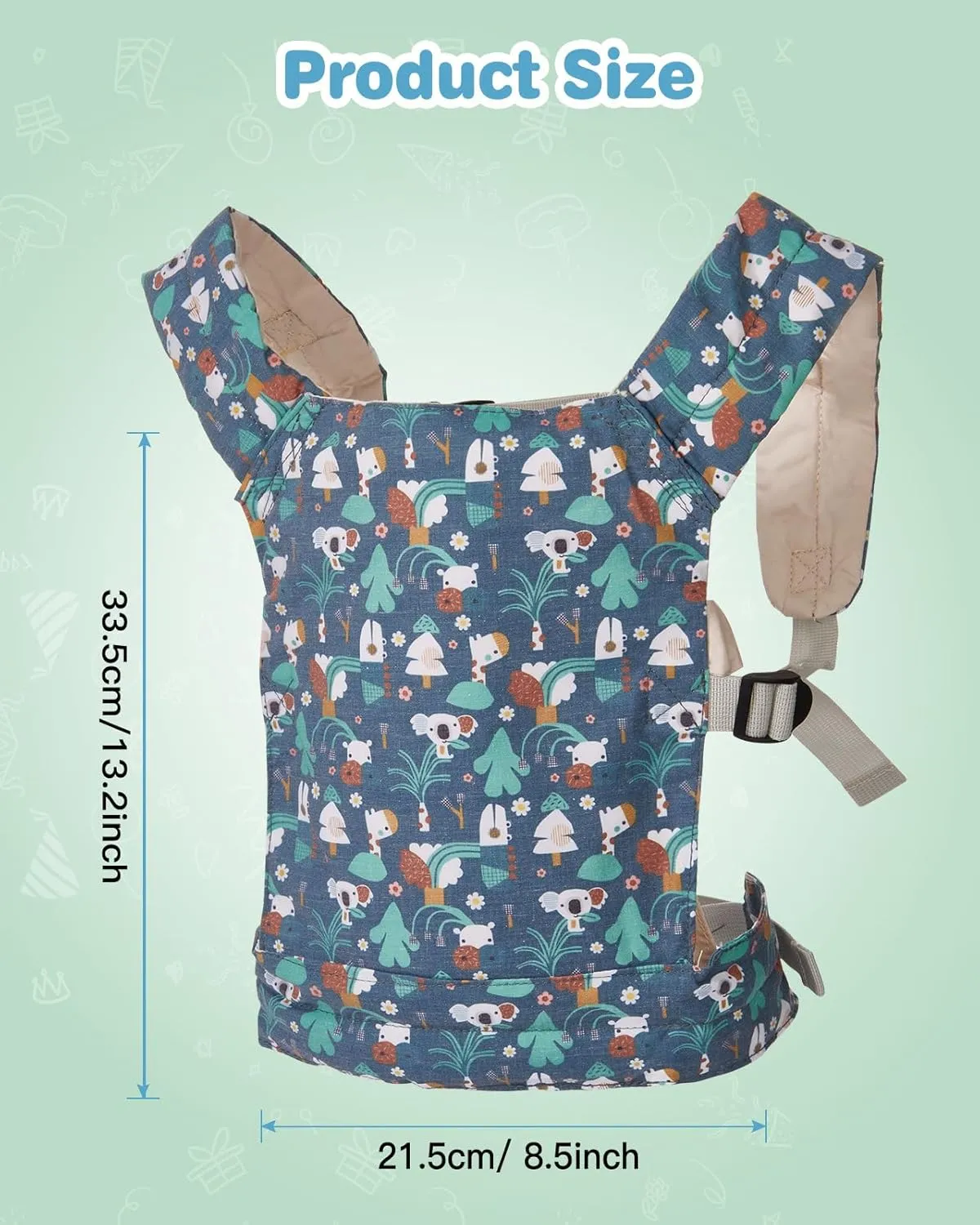 Lictin Baby Doll Carrier, Front and Back Doll Accessories Carrier for Little Girls, with Adjustable Straps for Stuffed Animal Reborn Baby Doll