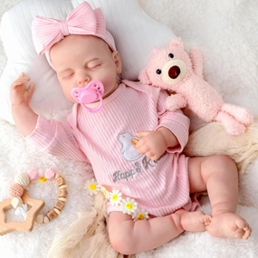 Lifelike Reborn Baby Dolls Girl - Realistic Real Life 18 Inches Baby Doll That Looks Real Soft Cloth Body with Feeding Accessories, Toy Gift for Kids, Toddlers, New Parents