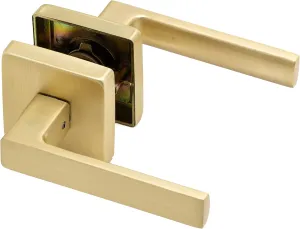 Linkaa Passage Door Handles Door Lever Gold Stain Brass for Hall or Closet, Keyless Door Lock, Square Shape Interior Door Handle. (1, Passage (No Lock))