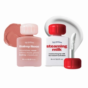 Lip Potion Balmy Rose No.0 Nudy Apricot   Steaming Milk | Soft Glow Tint & Primer Set