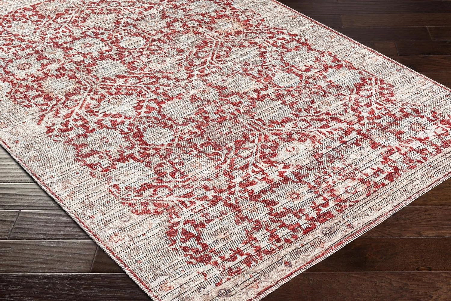 Livabliss Nolita Vintage Washable Area Rug, 9'10" x 13', Red/Tan, (10' x 13')