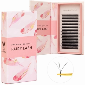 LLBA Fairy Volume Lash Extensions 3D - 0.07mm Thickness | C CC D Curl | 8-15mm Length Mixed Tray | Premium Matte Black Individual Eyelashes Tray, Professional Supplies Use (CC, 9mm)