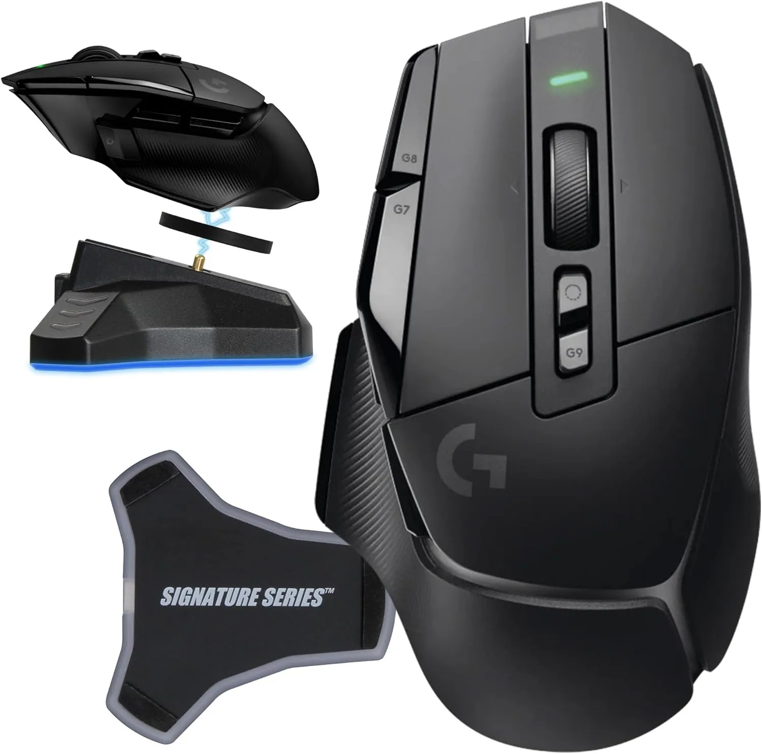 Logitech G502 X Lightspeed Wireless Gaming Mouse, Black | Hero Sensor, 25,600 DPI, 13 Programmable Buttons, LIGHTFORCE Switches, Onboard Memory, PC/Mac | with Signature Series Charging Dock