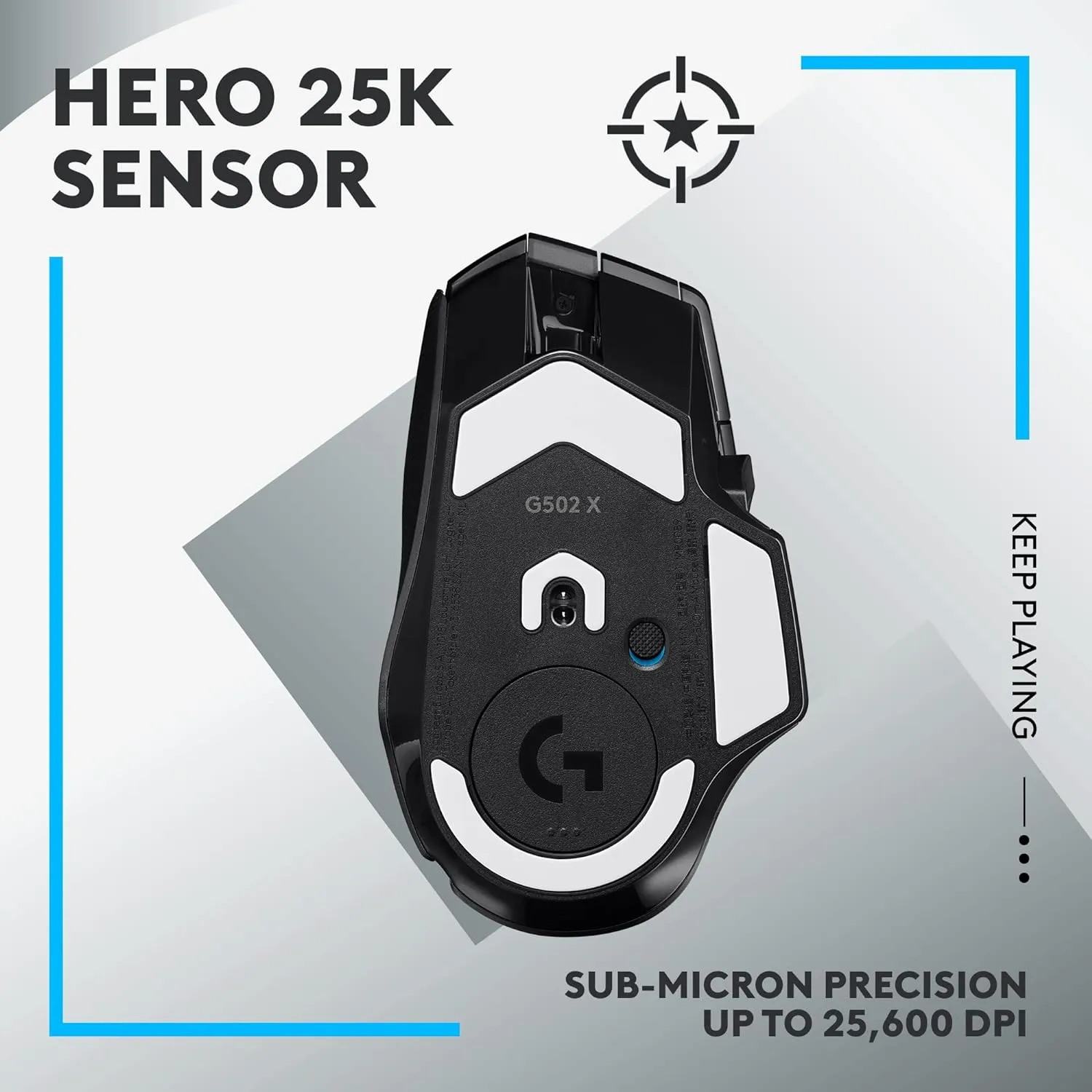 Logitech G502 X Lightspeed Wireless Gaming Mouse, Black | Hero Sensor, 25,600 DPI, 13 Programmable Buttons, LIGHTFORCE Switches, Onboard Memory, PC/Mac | with Signature Series Charging Dock