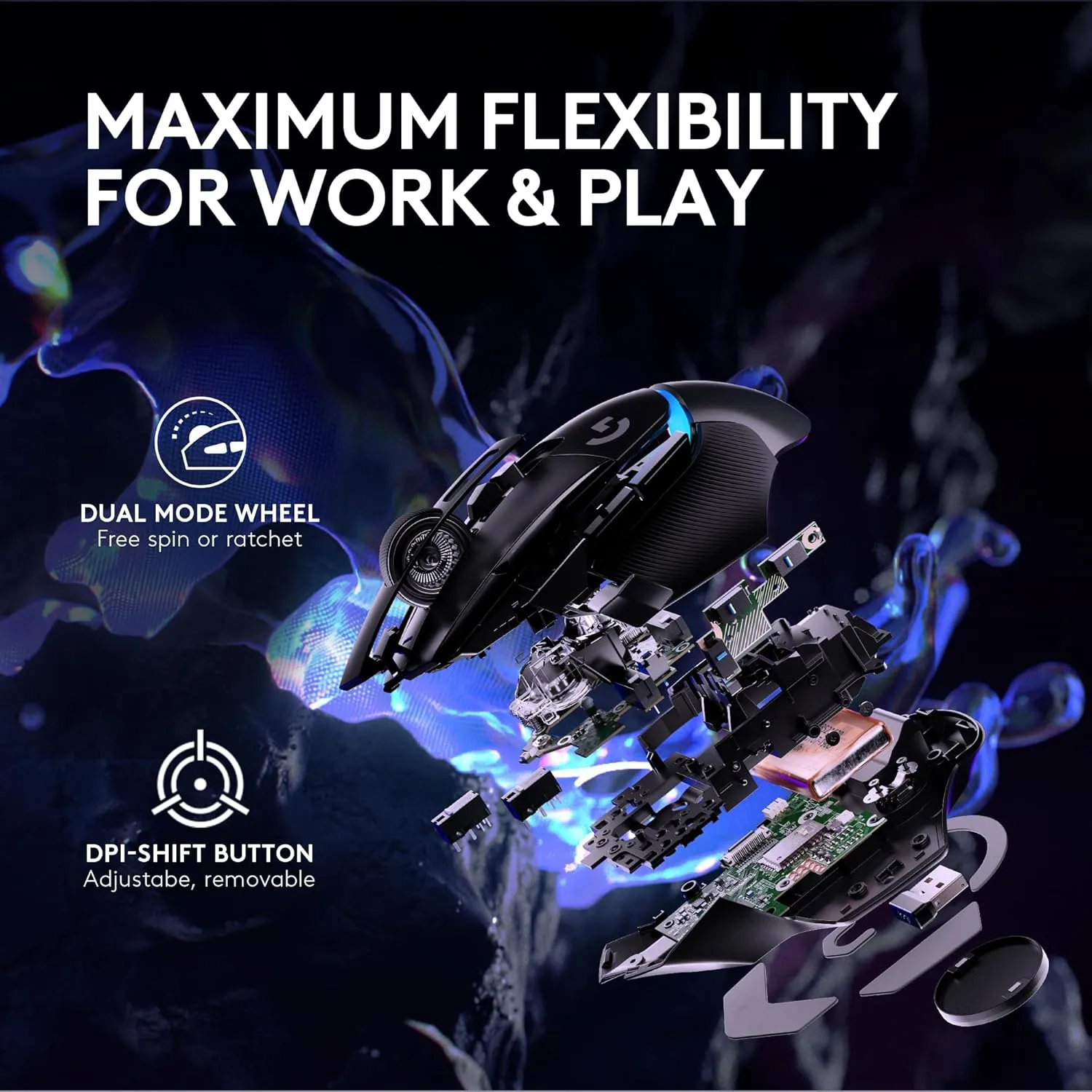 Logitech G502 X Plus Lightspeed Wireless Gaming Mouse, Black | Hero Sensor, 25,600 DPI, 13 Programmable Buttons, LIGHTFORCE Switches, RGB Lighting, PC/Mac | with Signature Series Charging Dock
