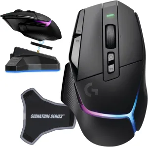 Logitech G502 X Plus Lightspeed Wireless Gaming Mouse, Black | Hero Sensor, 25,600 DPI, 13 Programmable Buttons, LIGHTFORCE Switches, RGB Lighting, PC/Mac | with Signature Series Charging Dock