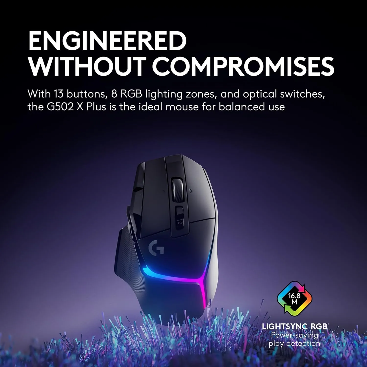 Logitech G502 X Plus Lightspeed Wireless Gaming Mouse, Black | Hero Sensor, 25,600 DPI, 13 Programmable Buttons, LIGHTFORCE Switches, RGB Lighting, PC/Mac | with Signature Series Charging Dock