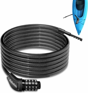 Long Cable Lock, Extra Long Straight Bike Lock (5ft to 25ft) with Resettable Combination, Kayak Locks, Unique Thin end Cable Locks Suitable Kayak, Scooter, Paddle Boards, Canoe, Jet Ski