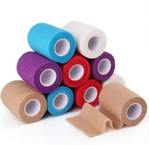 LotFancy Self Adhesive Bandage Wrap, 10 Pack, 3 Inch x 5 Yards, Elastic Cohesive Bandage, Flexible First Aid Medical Tape for Sports, Sprain Swelling and Soreness, Assorted Color