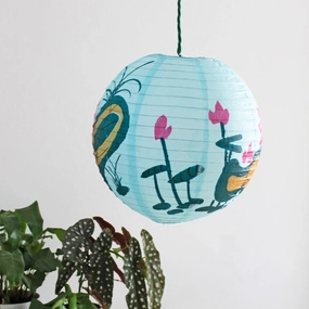 Lotus Shade Paper Lantern - Small Blue