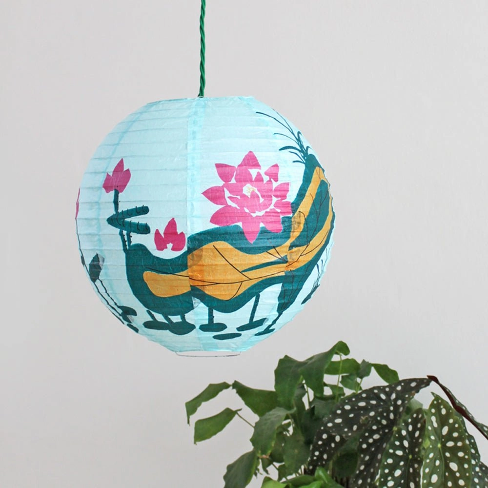 Lotus Shade Paper Lantern - Small Blue