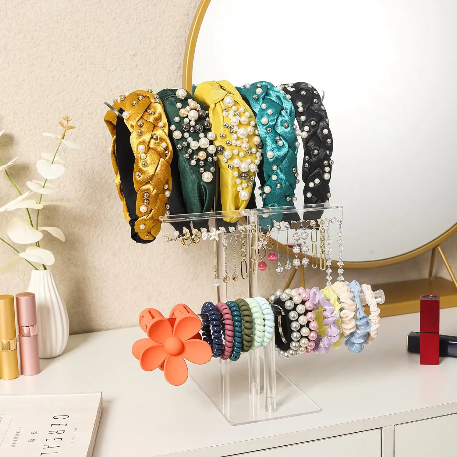 LOVNFC Headband Holder, Headband Organizer Acrylic Clear Hairband Hair Hoop earrings Display Stand for Girls Women