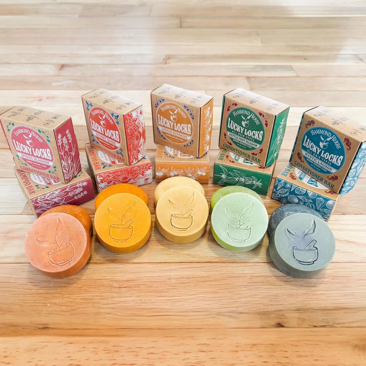 Lucky Locks | Pick Your Scent | Natural Shampoo & Conditioner Bar Set | Zero Waste Hair Care | Sulfate Free (Nettle Mint Meadow With Travel Tins)