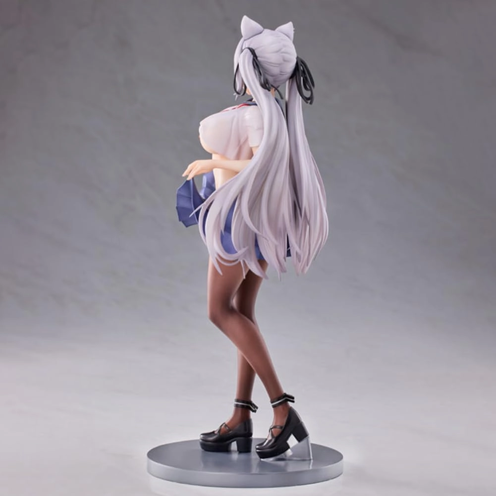 LUNK Anime Alvina-cha Figure Illustration Girl Alvina-chan Action Figurine 24cm Cute Cat Anime Girl Figure Statue Collections Gifts for Fans