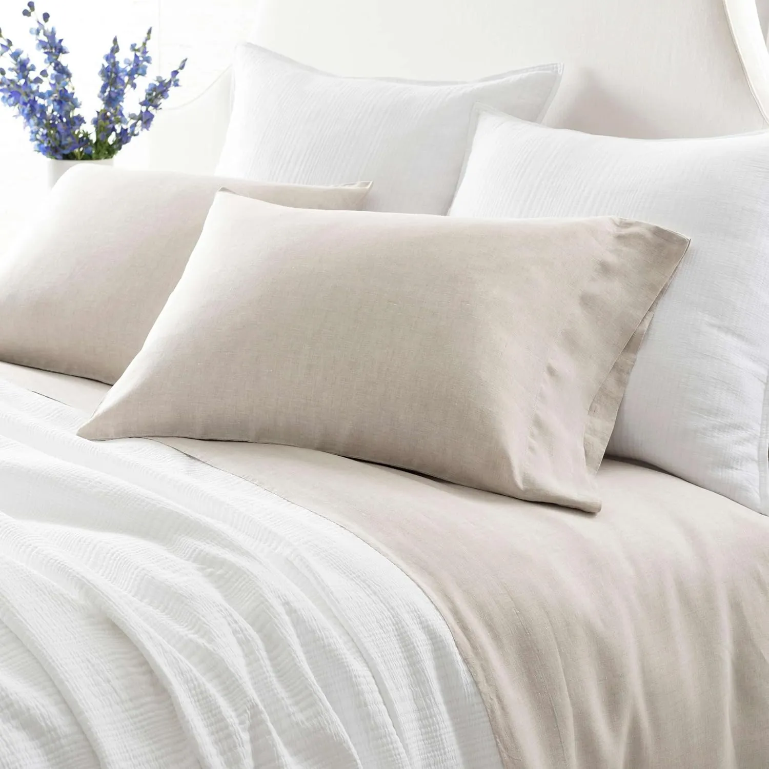 Lush Linen Natural Sheet Set, King Size, Neutral Solid Pattern