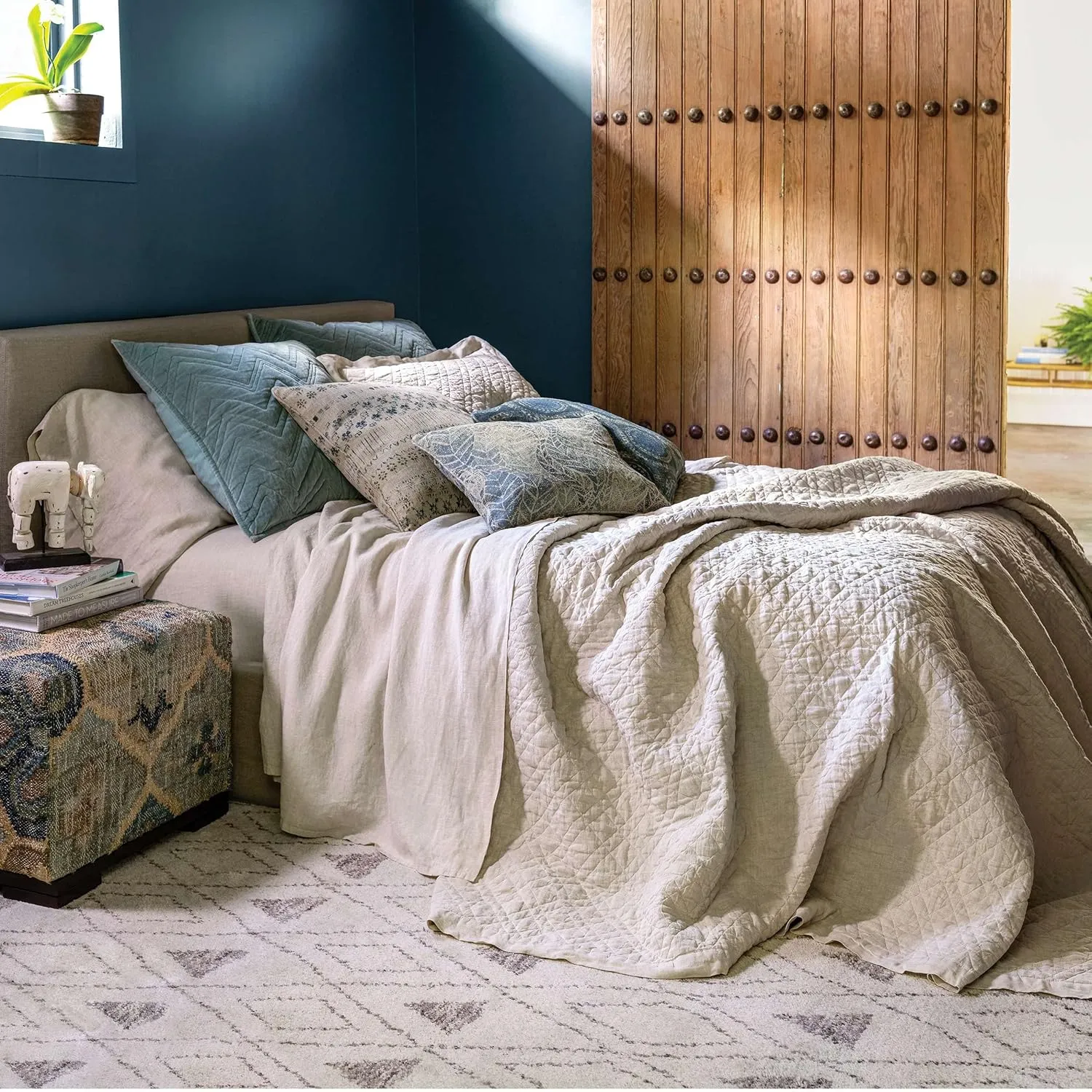 Lush Linen Natural Sheet Set, King Size, Neutral Solid Pattern