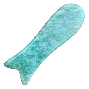 Luxury Amazonite Stone Fish-Shape Gua Sha | 100% Natural Amazonite Stone | Facial Massage Tool Acupressure | Authentic, Durable | De-Stress   Glow