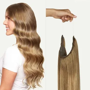 Luxy 100% Remy Human Hair – Halo Clip-In Hair Extensions –Natural Looking Volume & Length - One-Piece - Easy 5-Min Application 180 grams 20" Bronde Balayage Halo