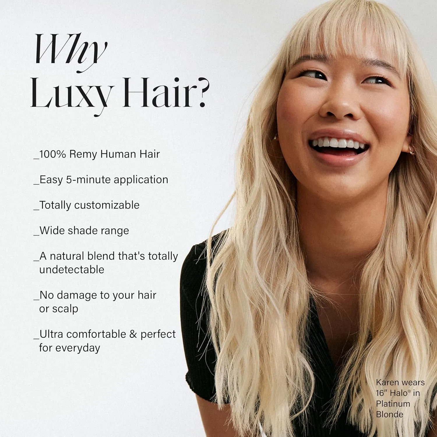 Luxy 100% Remy Human Hair – Halo Clip-In Hair Extensions –Natural Looking Volume & Length - One-Piece - Easy 5-Min Application 180 grams 20" Bronde Balayage Halo