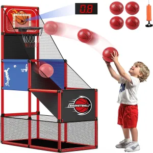 M SANMERSEN Kids Basketball Hoop Arcade Game Set with 4 Balls Electronic Scoreboard and LED Light, Indoor and Outdoor Play, Birthday/Halloween for 3-8 Year Old Boy and Girl
