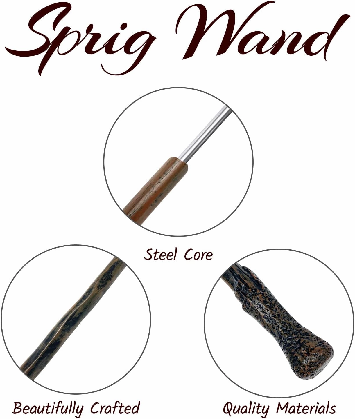 Magic Wizard Wand Sorcerer Props for Kids Witch Cosplay Accessories Witchcraft Collection with Gift Box (Sprig)