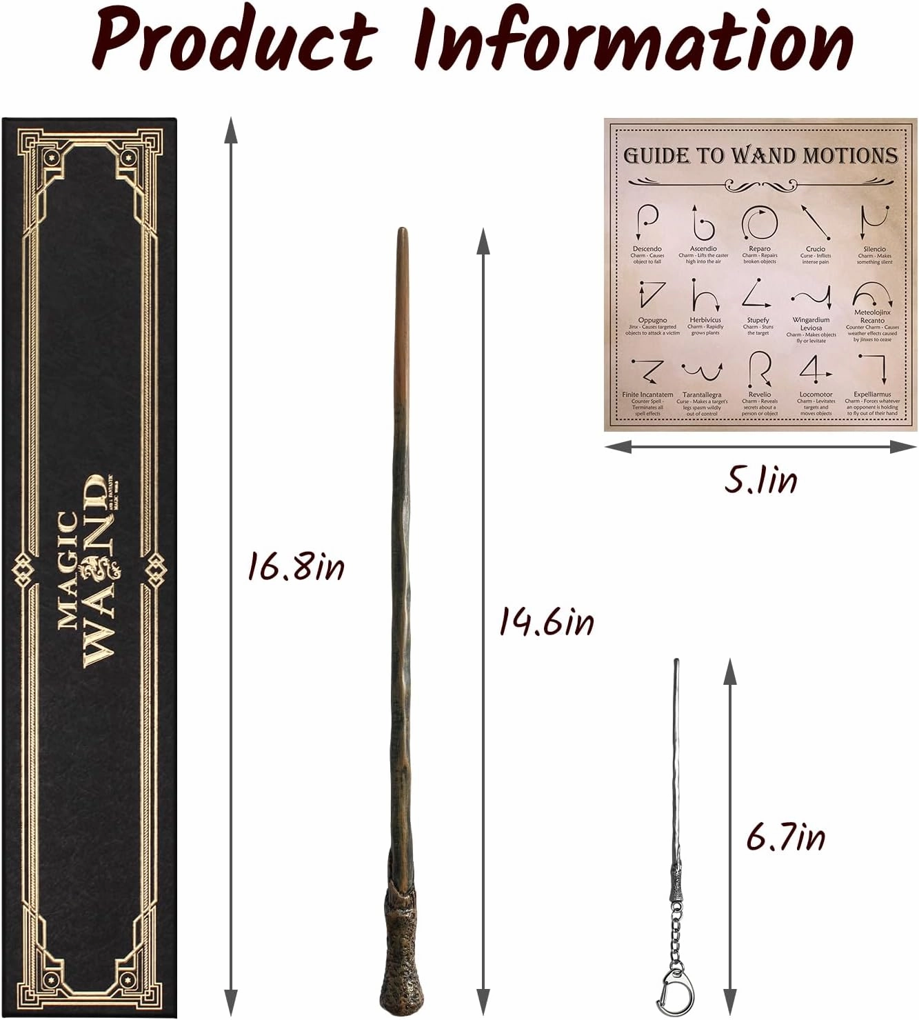 Magic Wizard Wand Sorcerer Props for Kids Witch Cosplay Accessories Witchcraft Collection with Gift Box (Sprig)