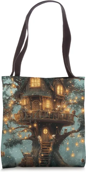 Magical Treehouse in Enchanted Forest Tote Bag