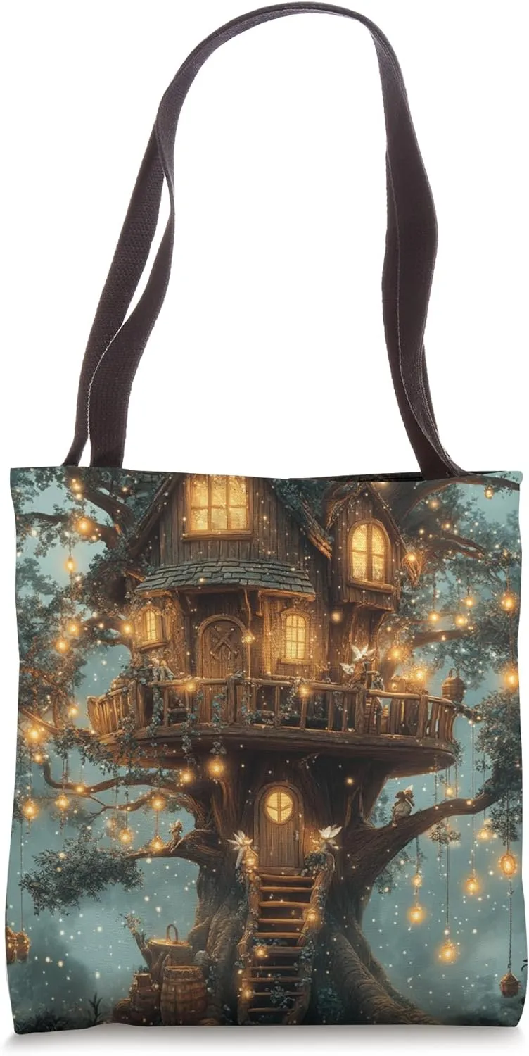 Magical Treehouse in Enchanted Forest Tote Bag
