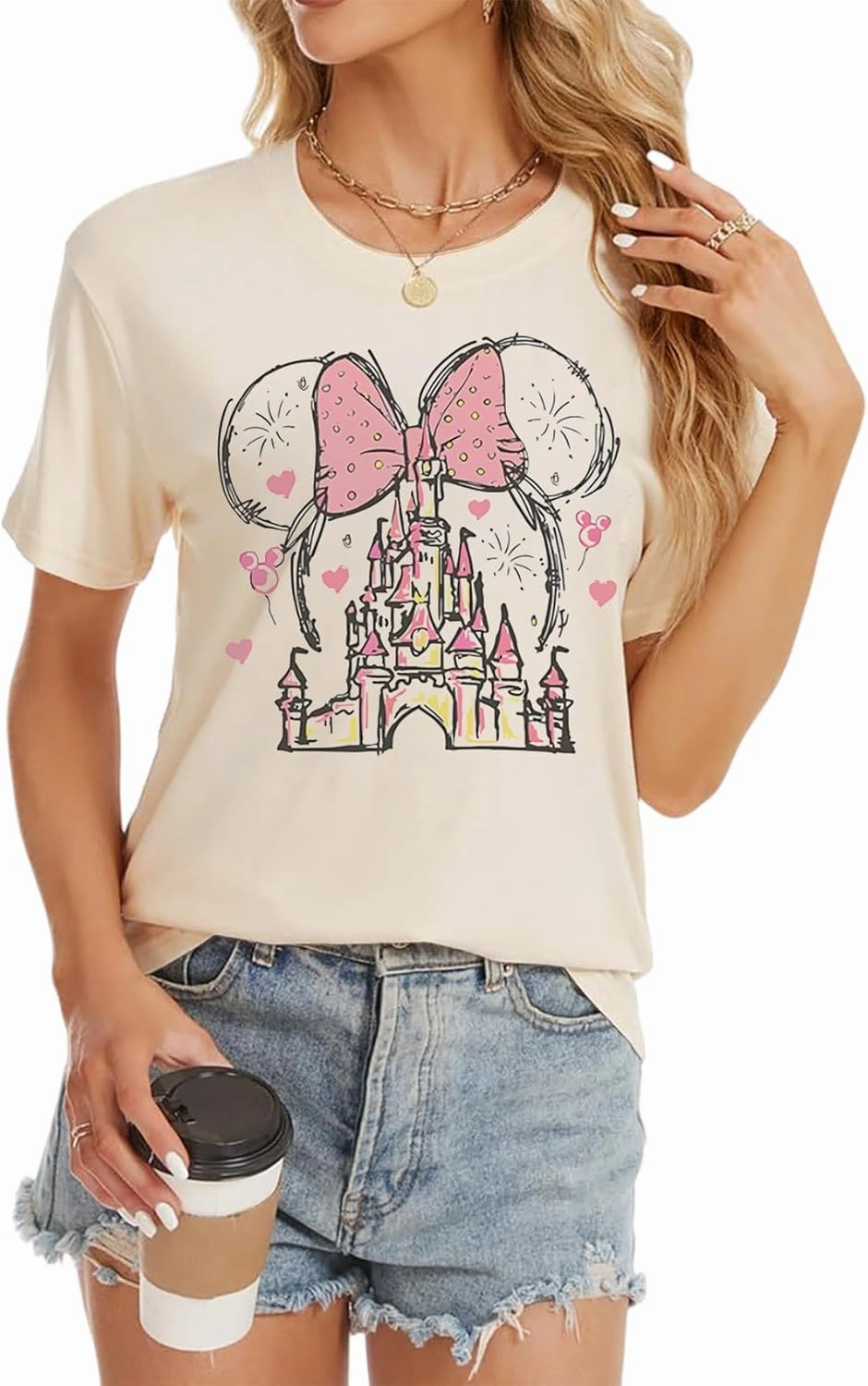 Magical Shirt for Women Castle Graphic Tee Magic Kingdom T Shirt Cute Holiday Vacation Shirt Short Sleeve Casual Tops