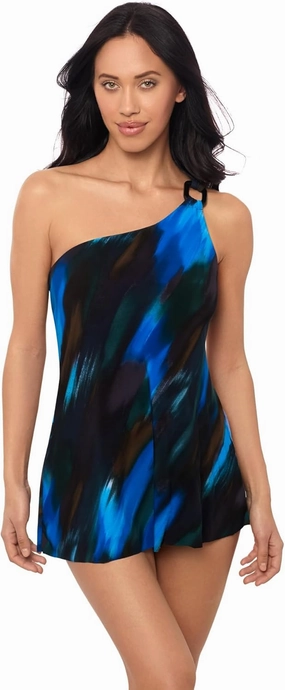MagicSuit Women's Swimwear Swipe Right Amal Soft Cup One Piece Swimsuit, Black/Multi, 14
