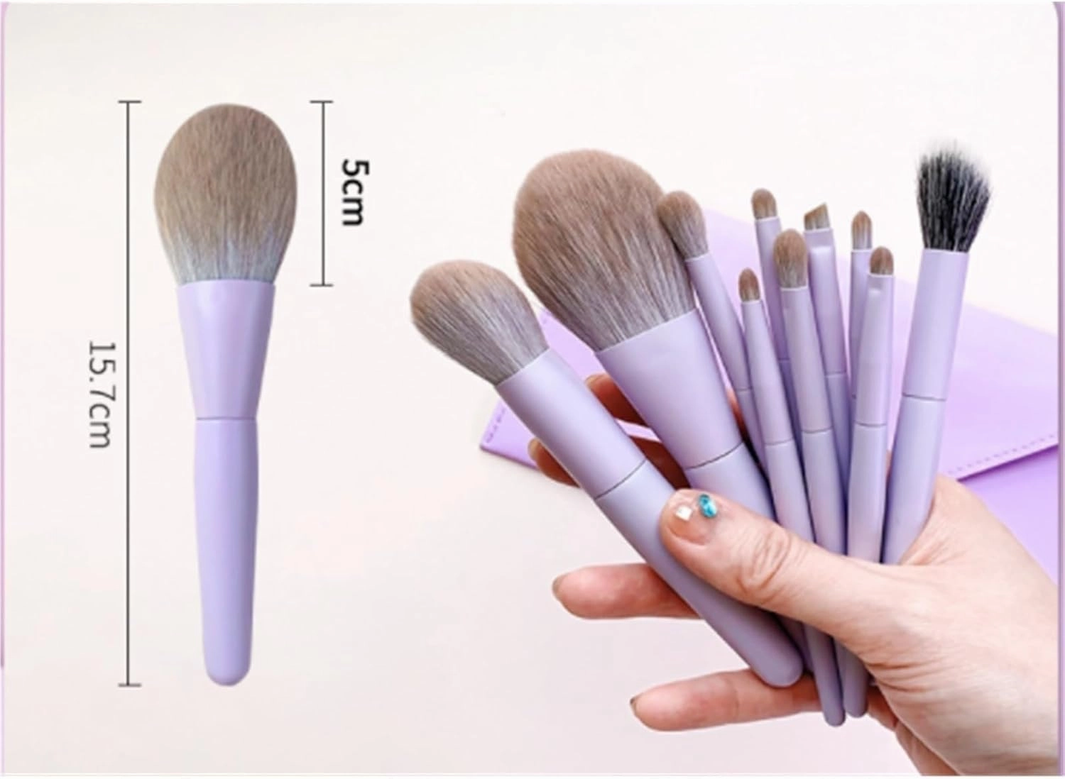 Make Up Brushes Set Makeup Brush Set Travel Size 10 Piece Face and Eye Brush Set Soft Bristles Makeup Tools Set(Purple)