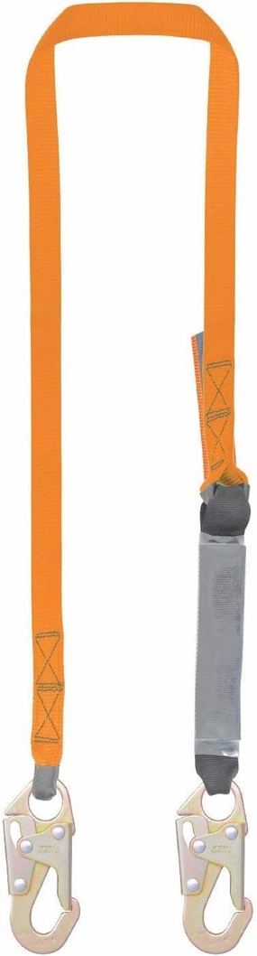 Malta Dynamics 6-Foot Single External Shock Absorbing Lanyard with 2 Steel Snap Hooks, Durable Polyester Webbing, Easy Inspection, OSHA and ANSI Compliant