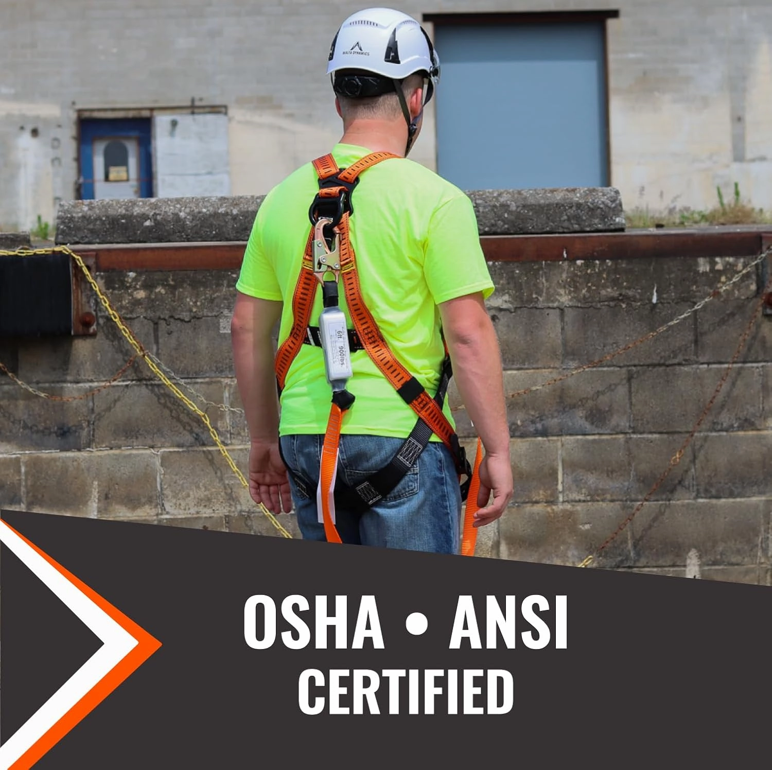 Malta Dynamics 6-Foot Single External Shock Absorbing Lanyard with 2 Steel Snap Hooks, Durable Polyester Webbing, Easy Inspection, OSHA and ANSI Compliant