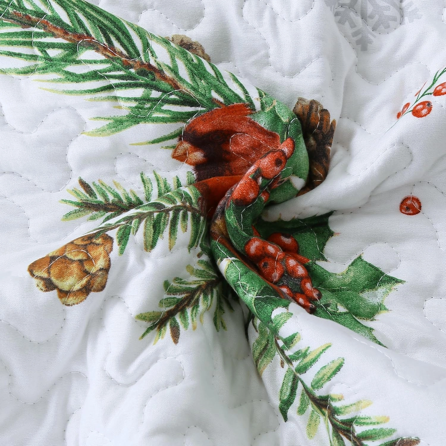 MarCielo 3 Piece Christmas Quilt Set, Rustic Lodge Deer Quilt Bedspread Throw Blanket Lightweight Bedspread Coverlet Comforter Set (Cardinals, King)