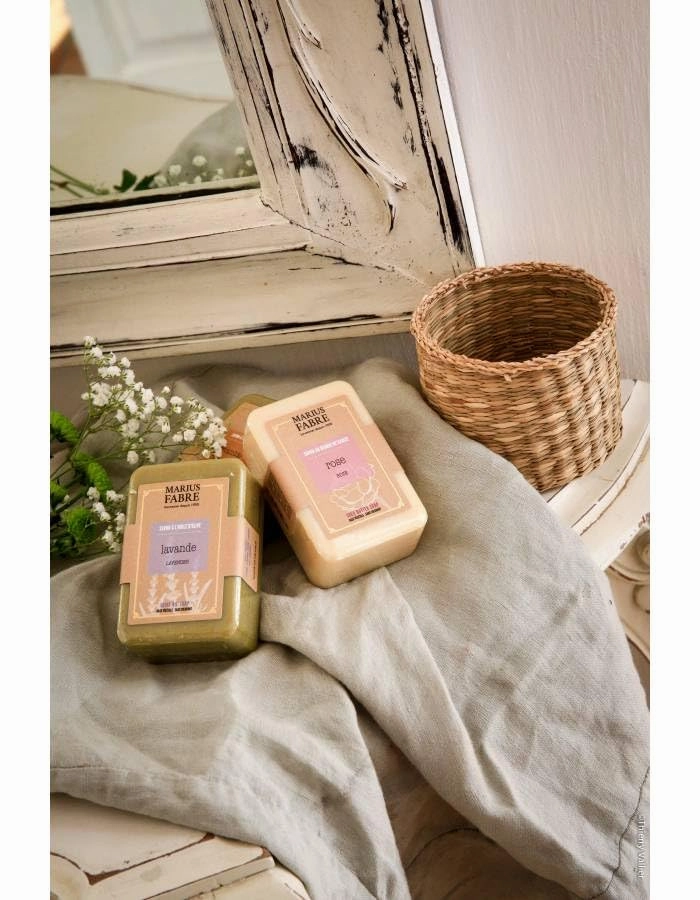 Marius Fabre Natural Soap Bars, Vegetable Base, Set of 3, 100g Each, Made in France (3 UNITS, LAVENDER)
