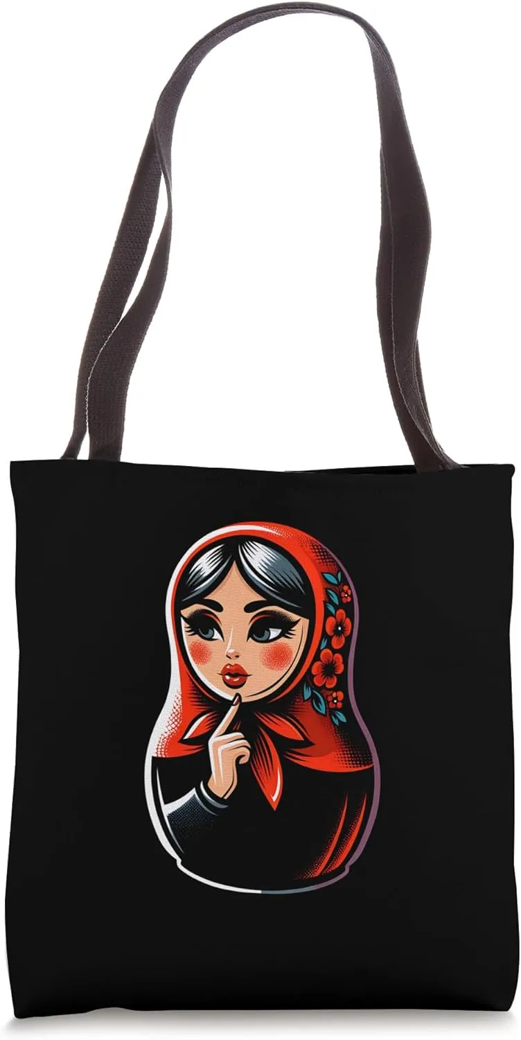 Matryoshka in Russian Matryoshka Doll Khokhloma and Russians Tote Bag