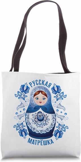 Matryoshka Gzhel Russian Nesting Doll Russian Souvenir Tote Bag