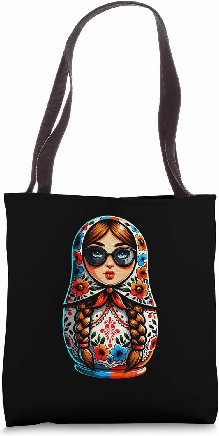 Matryoshka in Russian Matryoshka Doll Khokhloma and Russians Tote Bag