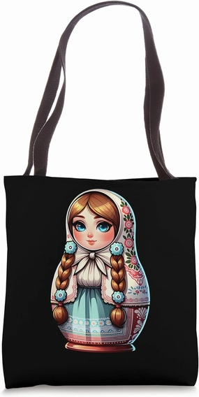 Matryoshka in Russian Matryoshka Doll Khokhloma and Russians Tote Bag