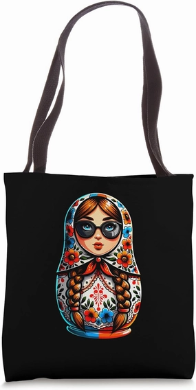 Matryoshka in Russian Matryoshka Doll Khokhloma and Russians Tote Bag