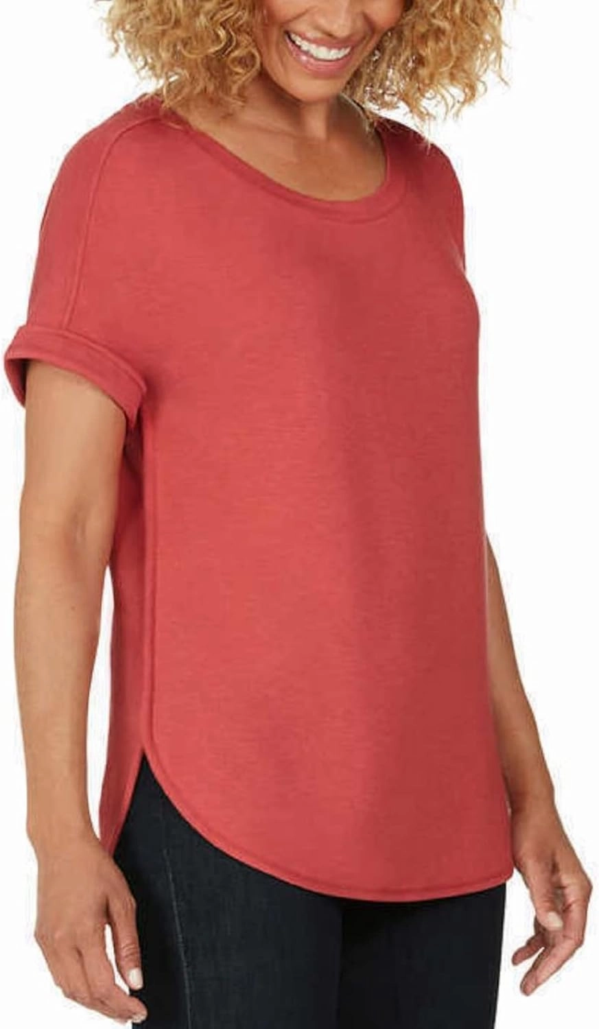 Matty M Ladies' French Terry Roll Cuff Top