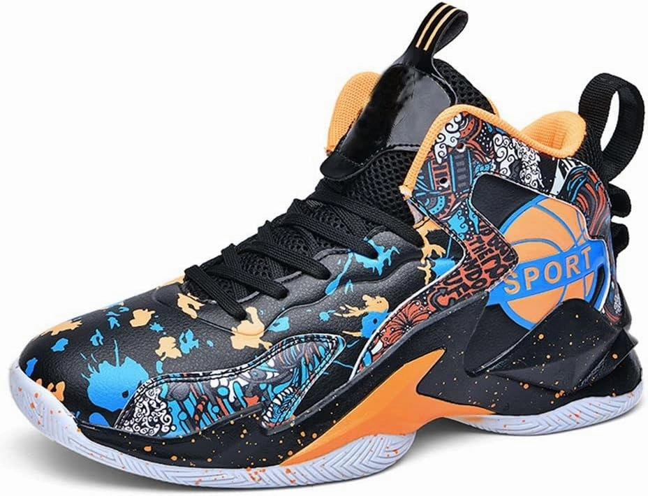 MAUGELY Men's Sneakers Basketball High Top Youth Student Sports Leisure Graffiti Running Shoes