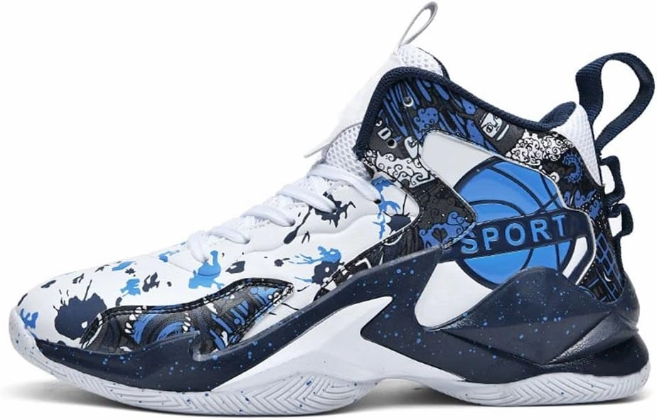 MAUGELY Men's Sneakers Basketball High Top Youth Student Sports Leisure Graffiti Running Shoes