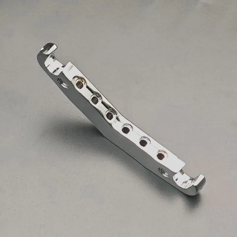 MAXCHEER Guitar Stop Bar Tailpiece Fixed Hardtail Bridge V Shape with Anchors and Studs Replacement Part for Les Paul LP SG Style 6 String Electric Guitar(Chrome, V Shape)