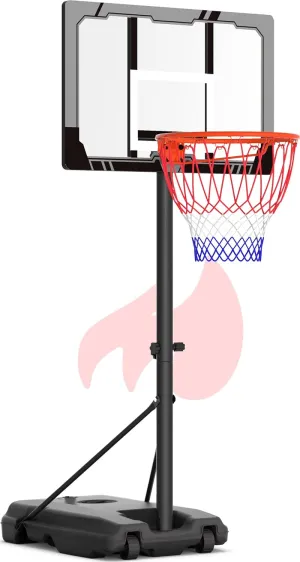 Mayfire Kids Basketball Hoop Adjustable 4.0-8.5ft, Portable Outdoor Goal System with 33 Inch Shatterproof Backboard, Perfect for Kids, Teens, Youth in Driveway, Backyard, Indoor Use