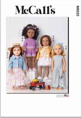 McCall's M8523OS 18" Doll Clothes Sewing Pattern Packet, Design Code M8523, Sizes One Size