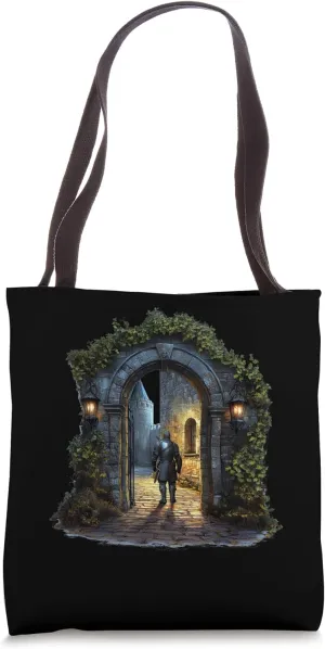 Medieval Knight & Castle Courtyard Fantasy Aesthetic Tote Bag
