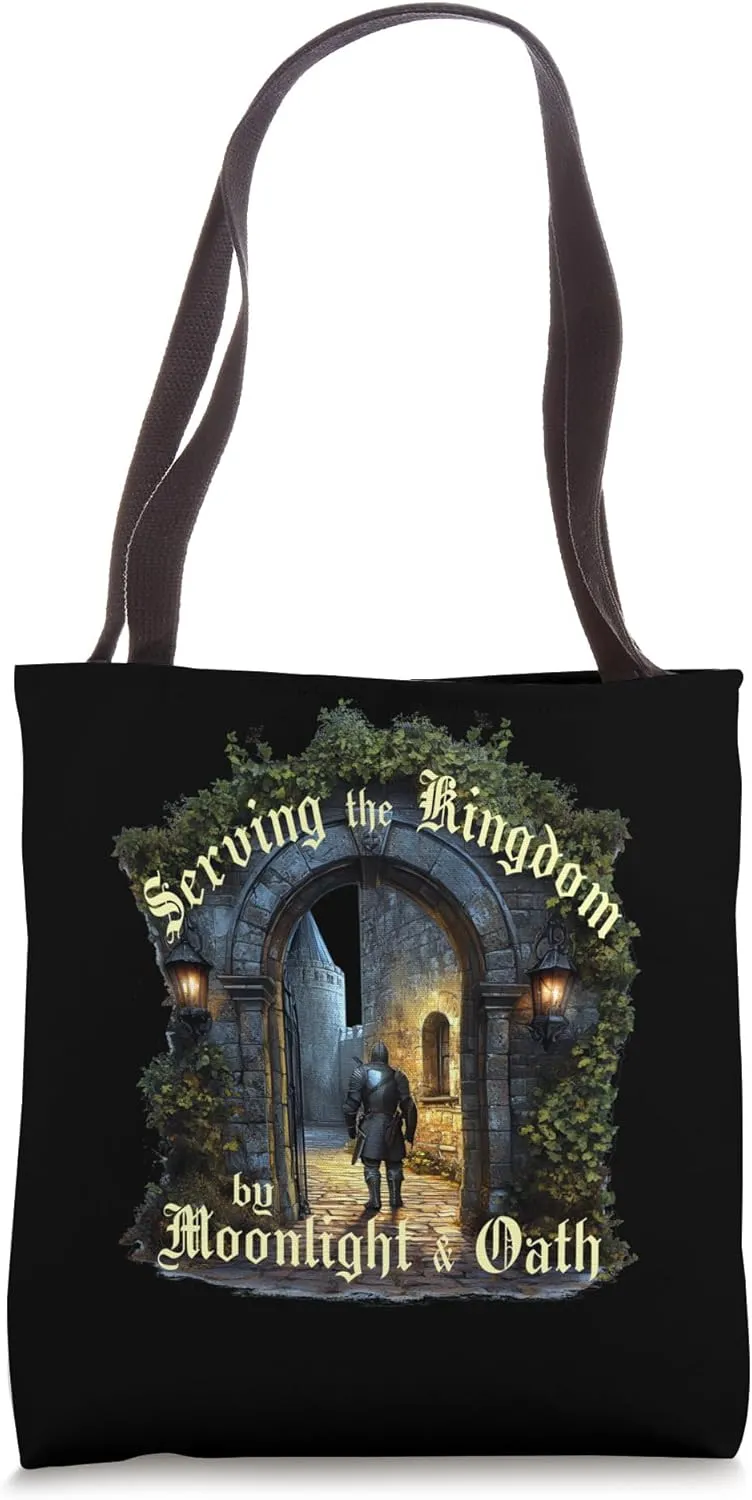 Medieval Knight Serving the Kingdom by Moonlight & Oath Tote Bag
