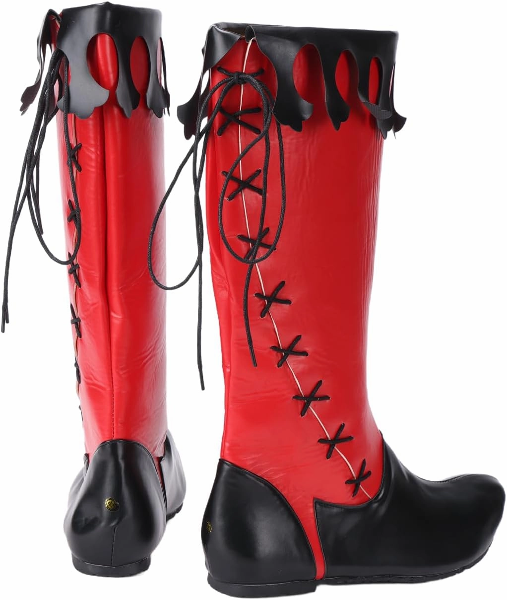 Medieval Renaissance Black Viking Mid Calf Gothic Western Knight Boots for Men and Women
